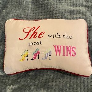 GC funny conversation starter decorative throw pillow She with the most wins
